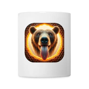 Hungry bear looking through a honeycomb - Mug - white - Front