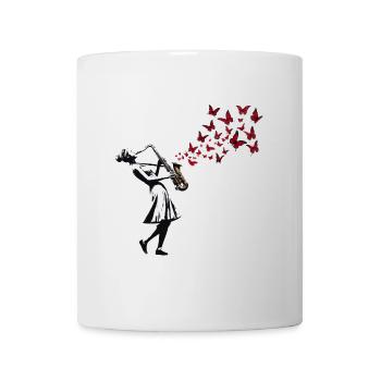 Saxophonist Music Butterflies Street Art Style - Mug - white - Front