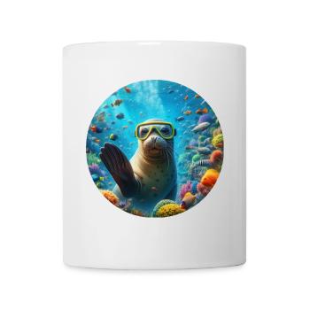 Robe waving underwater with diving goggles - Mug - white - Front