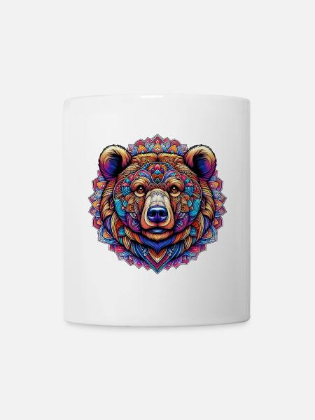 Bär mit Mandalas verziert - Tasse - Weiß