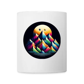Colorful mountains in front of golden moon night - Mug - white - Front