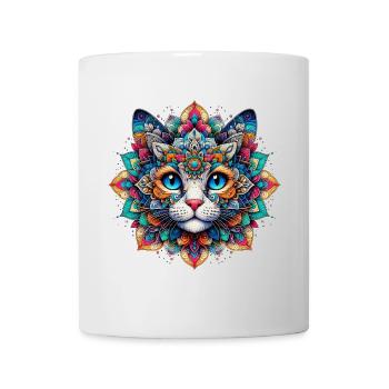 Katze mit Mandalas verziert - Tasse - Weiß - Vorne