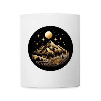 Landschaft Berg Natur Schwarz Gold - Tasse - Weiß - Vorne