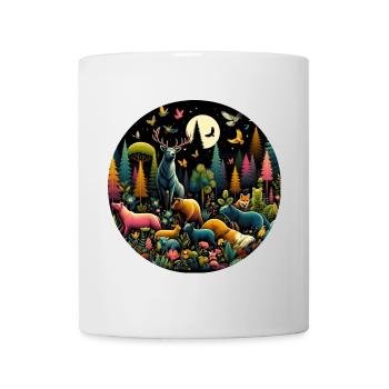 Wald Tiere bunt schwarz Nacht - Tasse - Weiß - Vorne