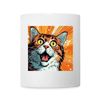 Ausdrucksstarke Katzenillustration im Pop-Art Stil - Tasse - Weiß - Vorne