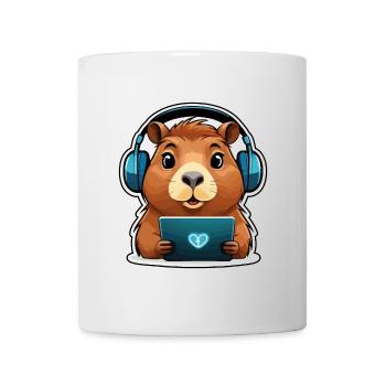 Capybara with computer - Mug - white - Front