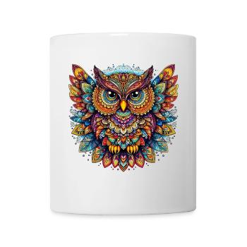 Eule mit Mandalas verziert - Tasse - Weiß - Vorne