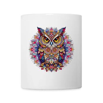 Eule mit Mandalas verziert - Tasse - Weiß - Vorne