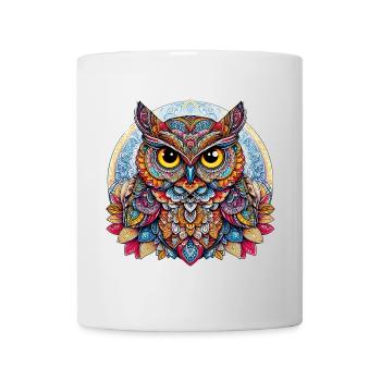 Eule mit Mandalas verziert - Tasse - Weiß - Vorne