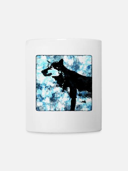Wolf Silhouette Wasserfarben - Tasse - Weiß
