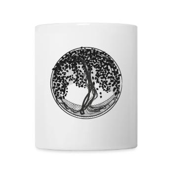 Silhouette du cercle sombre des arbres - Mug blanc - blanc - Devant