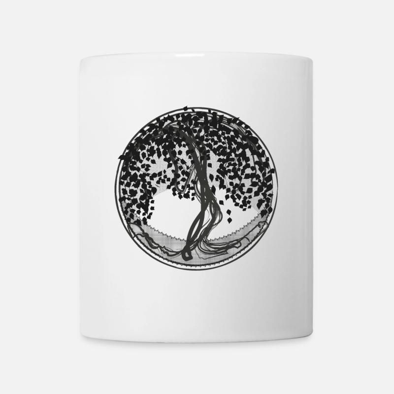 Silhouette du cercle sombre des arbres - Mug blanc - blanc