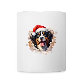 Berner Sennenhund mit Weihnachtsmütze - Tasse - Weiß - Vorne