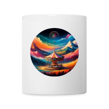 Colorful mountain landscape with carousel horses - Mug - white - Front