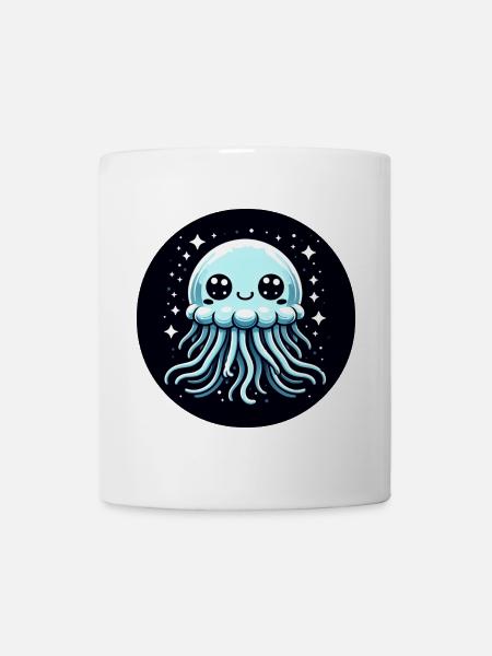 Méduse Yeux Bleus Étoiles - Mug blanc - blanc