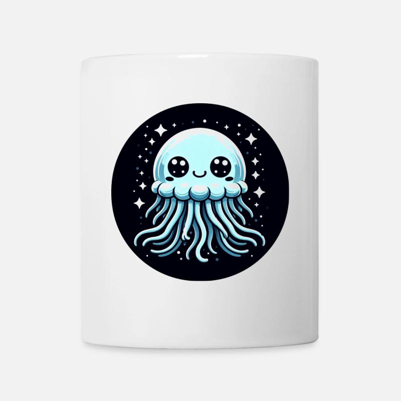 Qualle Blau Augen Sterne - Tasse - Weiß