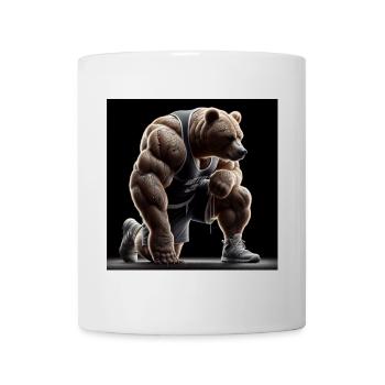 Bär Muskeln Sport Tier Fantasie - Tasse - Weiß - Vorne