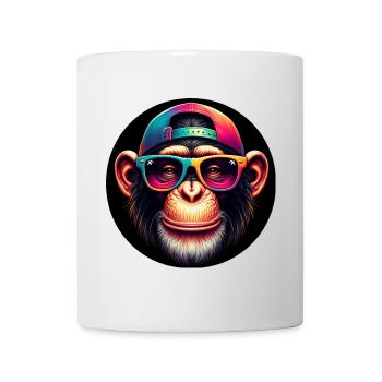 Funny monkey with cap and glasses - Mug - white - Front