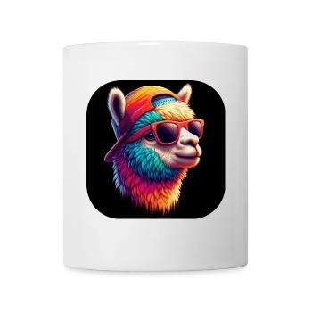 Llama Alpaca Multicolored Glasses Cap - Mug - white - Front