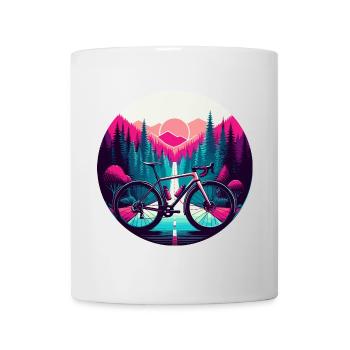 Vélo sur fond de nature violette. - Mug blanc - blanc - Devant