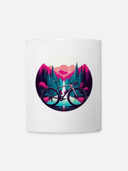 Vélo sur fond de nature violette. - Mug blanc - blanc
