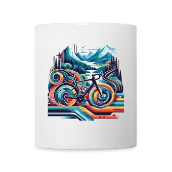Bicycle with wavy lines - Mug - white - Front
