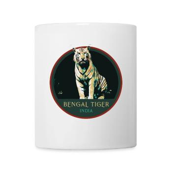 Bengalischer Tiger Porträt Aufnäher: Indische Fauna - Tasse - Weiß - Vorne