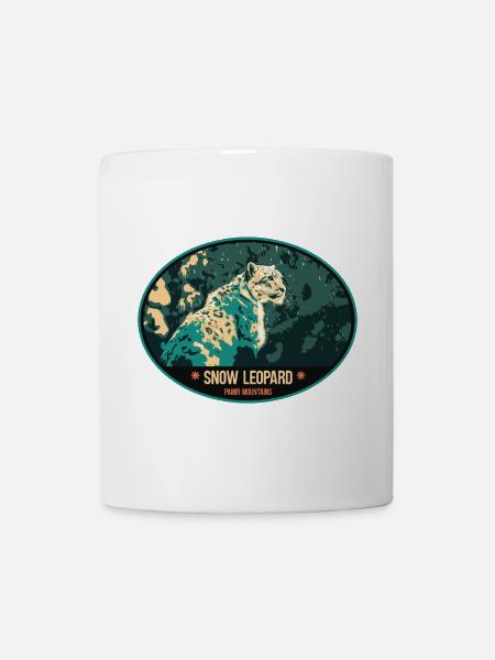 Schneeleopard Illustration Aufnäher - Tasse - Weiß