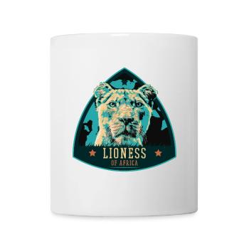 Portrait de lionne – Illustration puissante - Mug blanc - blanc - Devant