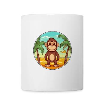 Affe Aquarell Cartoon Kawaii Clipart Tier - Tasse - Weiß - Vorne