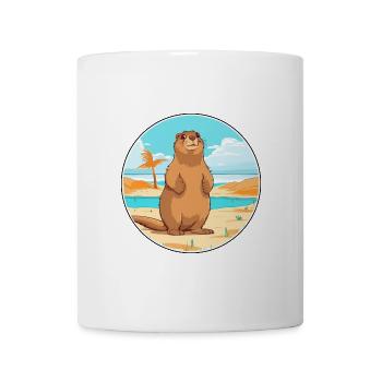 Murmeltier Aquarell Cartoon Kawaii Clipart Tier - Tasse - Weiß - Vorne