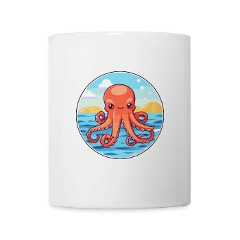 Octopus Watercolor Cartoon Kawaii Clipart Animal - Mug - white - Front
