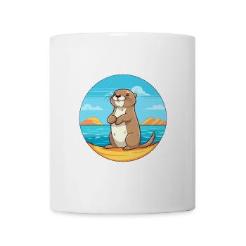 Otter Aquarell Cartoon Kawaii Clipart Tier - Tasse - Weiß - Vorne