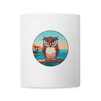Owl Watercolor Cartoon Kawaii Clipart Animal - Mug - white - Front