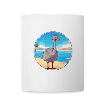 Strauß Aquarell Cartoon Kawaii Clipart Tier - Tasse - Weiß - Vorne