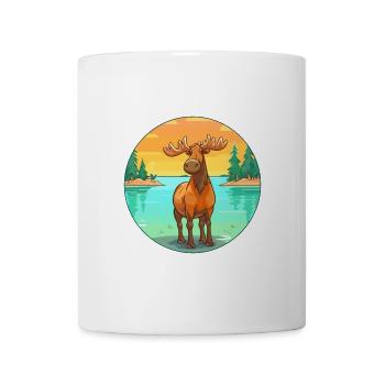 Elch Aquarell Cartoon Kawaii Clipart Tier - Tasse - Weiß - Vorne