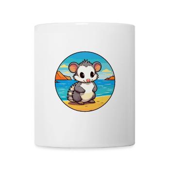 Opossum Aquarell Cartoon Kawaii Clipart Tier - Tasse - Weiß - Vorne