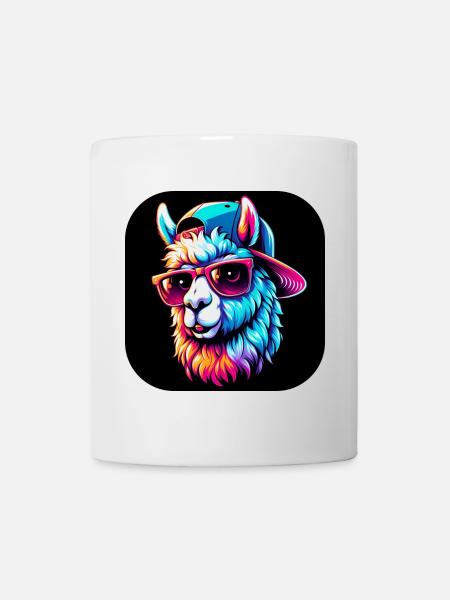 Alpaka Sonnenbrille Hut Fell Bunt - Tasse - Weiß