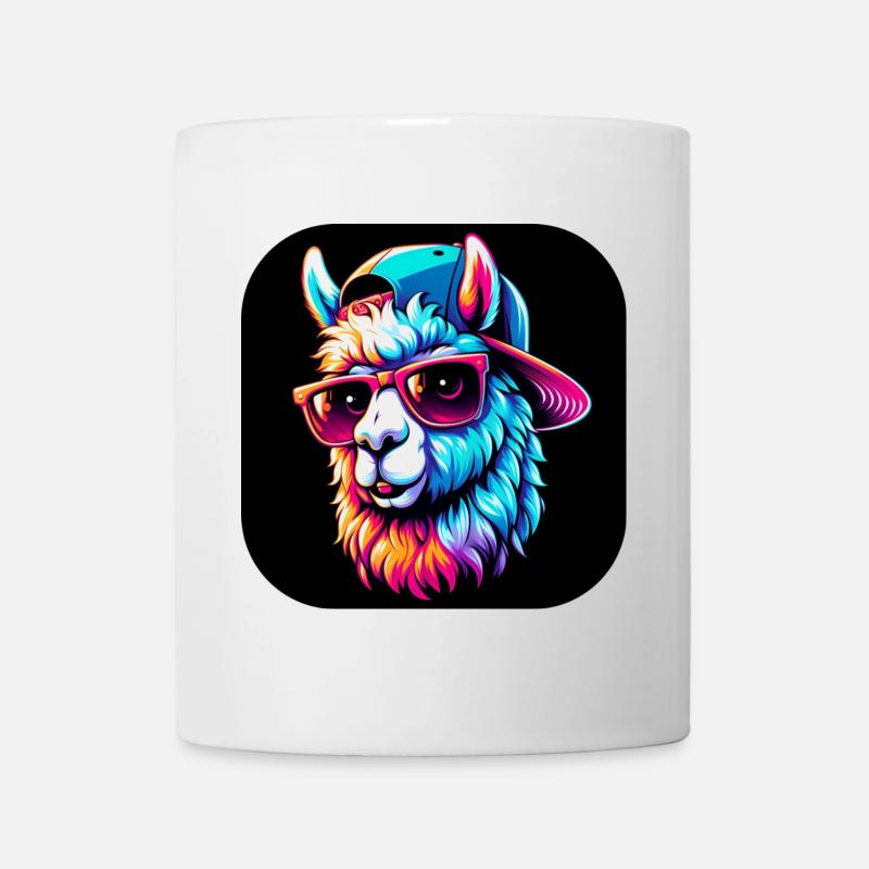 Alpaka Sonnenbrille Hut Fell Bunt - Tasse - Weiß