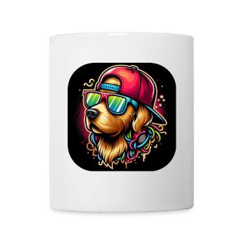 Chien graphique cool avec cappy et lunettes de soleil - Mug blanc - blanc - Devant