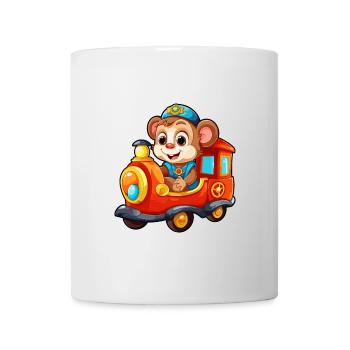Affe Eisenbahn Schimpanse Affe fährt Eisenbahn - Tasse - Weiß - Vorne