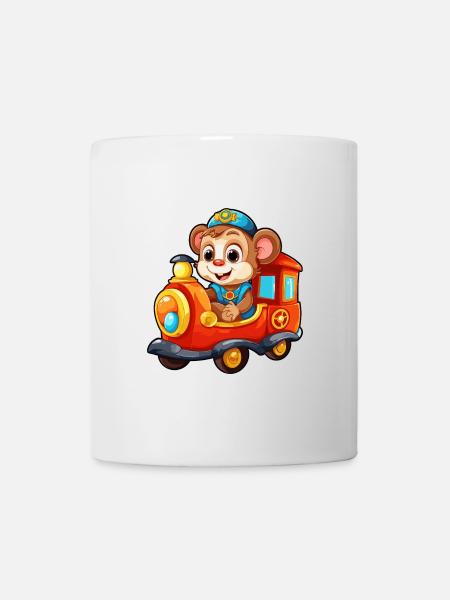 Affe Eisenbahn Schimpanse Affe fährt Eisenbahn - Tasse - Weiß