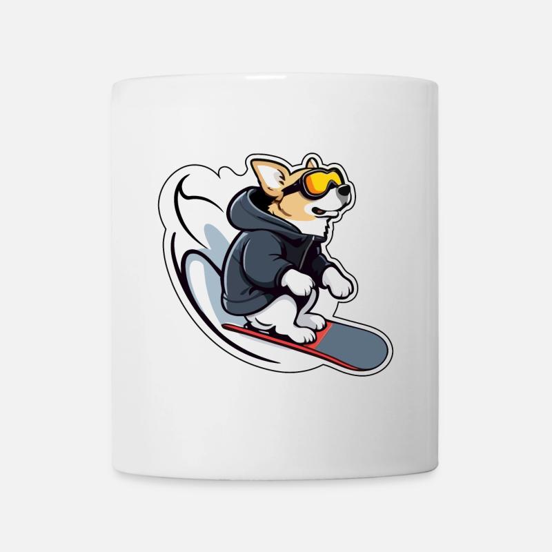 Snowboard Hund - Tasse - Weiß