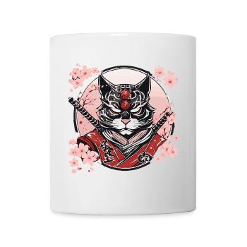 Demonic Kawaii Neko Samurai : cat samurai - Mug - white - Front