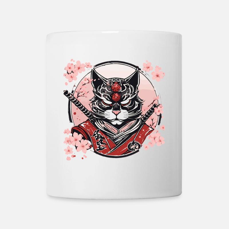 Demonic Kawaii Neko Samurai : cat samurai - Mug - white