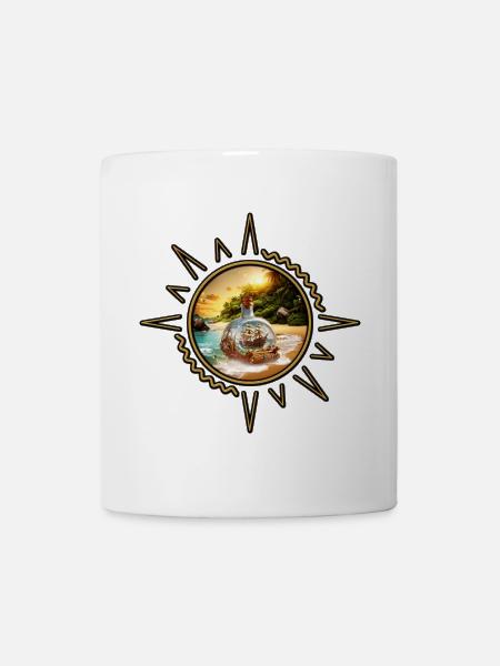 Einzigartige und überraschende Flasche mit Boot - Tasse - Weiß