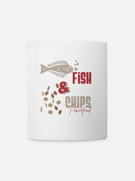 Poker- POKER FISH AND CHIPS Poker food- poker play - Mug blanc - blanc