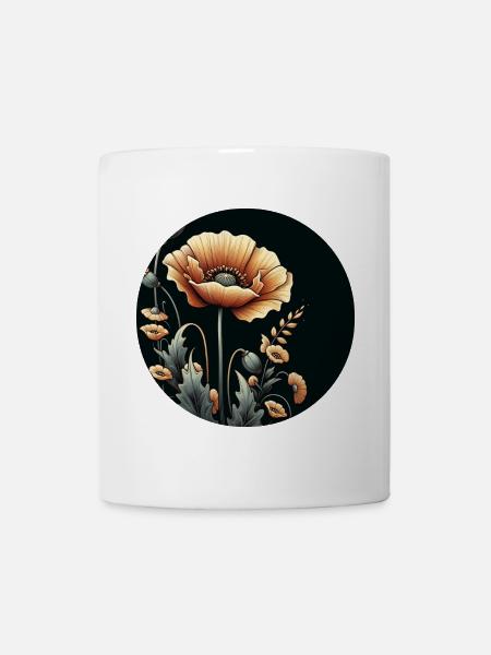 Blume Orange Beige Natur Botanik - Tasse - Weiß