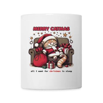 Merry Cat mas Père Noël Drôles D’animaux - Mug blanc - blanc - Devant