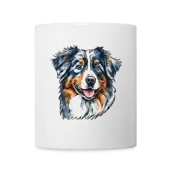 Australian Shepherd Portrait - Tasse - Weiß - Vorne